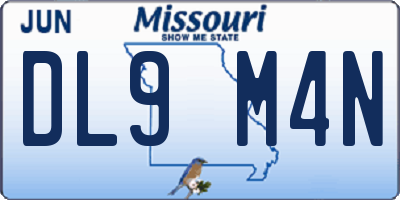 MO license plate DL9M4N