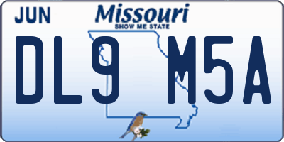 MO license plate DL9M5A