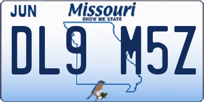 MO license plate DL9M5Z