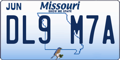 MO license plate DL9M7A