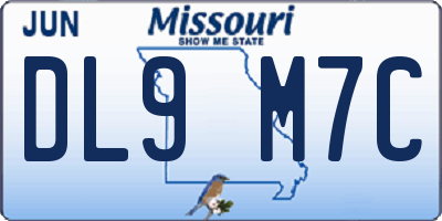 MO license plate DL9M7C