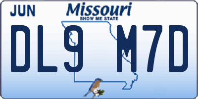 MO license plate DL9M7D