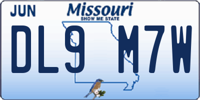 MO license plate DL9M7W