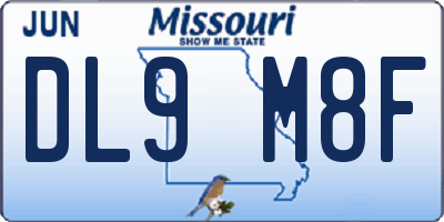 MO license plate DL9M8F