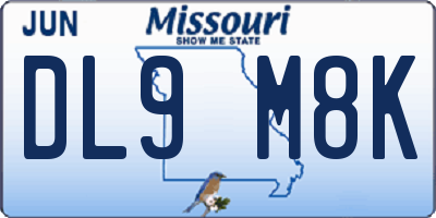 MO license plate DL9M8K