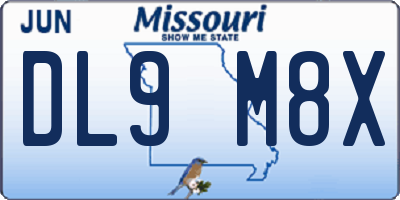 MO license plate DL9M8X