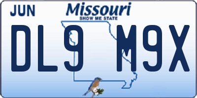 MO license plate DL9M9X