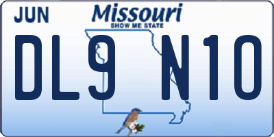 MO license plate DL9N1O