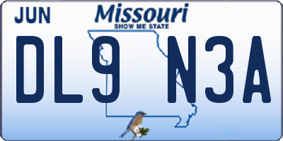 MO license plate DL9N3A