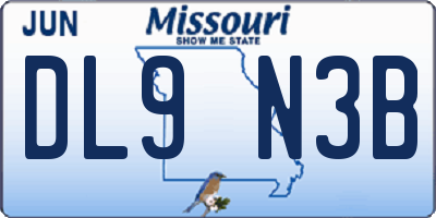 MO license plate DL9N3B