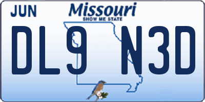 MO license plate DL9N3D