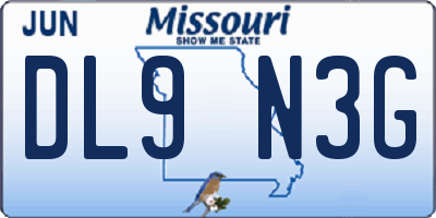 MO license plate DL9N3G