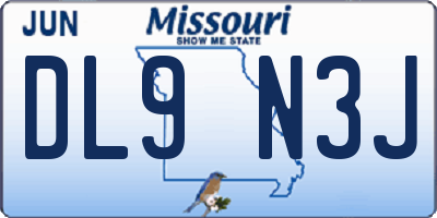 MO license plate DL9N3J