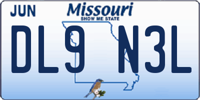 MO license plate DL9N3L