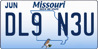 MO license plate DL9N3U