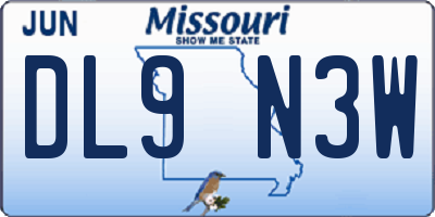 MO license plate DL9N3W