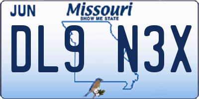 MO license plate DL9N3X