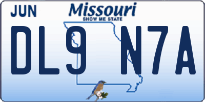 MO license plate DL9N7A