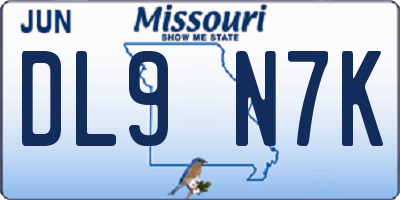 MO license plate DL9N7K