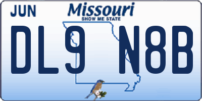 MO license plate DL9N8B