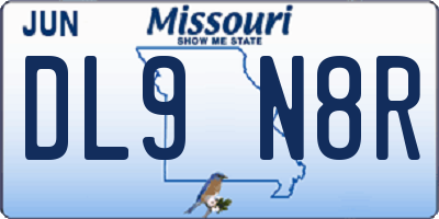 MO license plate DL9N8R
