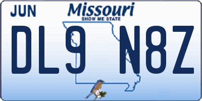MO license plate DL9N8Z