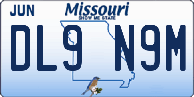 MO license plate DL9N9M