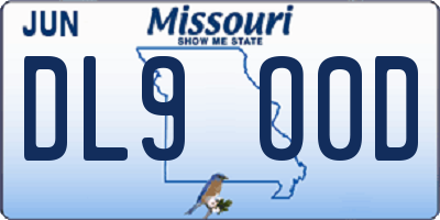 MO license plate DL9O0D