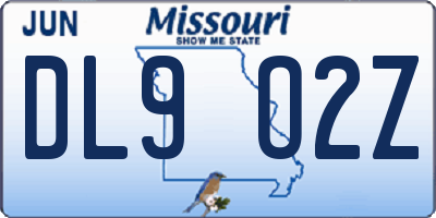 MO license plate DL9O2Z