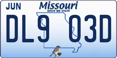 MO license plate DL9O3D