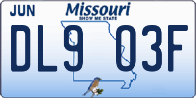 MO license plate DL9O3F