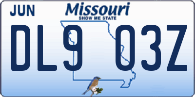 MO license plate DL9O3Z