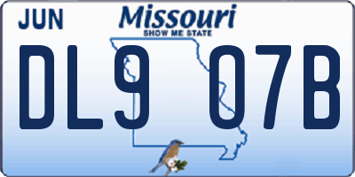 MO license plate DL9O7B