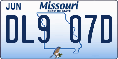 MO license plate DL9O7D