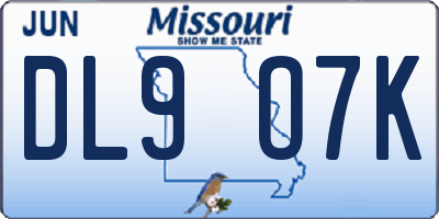 MO license plate DL9O7K