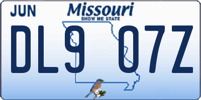 MO license plate DL9O7Z