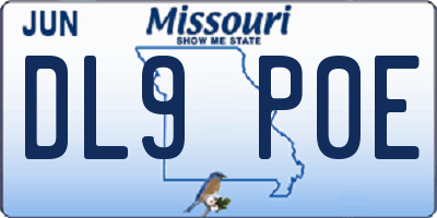 MO license plate DL9P0E