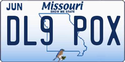 MO license plate DL9P0X
