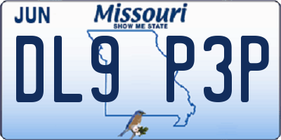 MO license plate DL9P3P