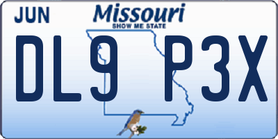 MO license plate DL9P3X