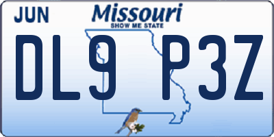MO license plate DL9P3Z