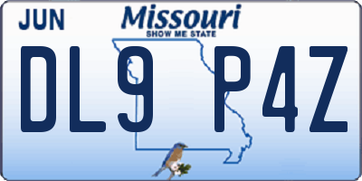 MO license plate DL9P4Z