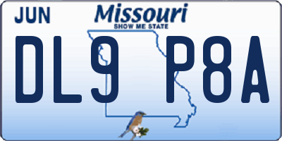 MO license plate DL9P8A