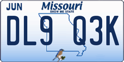 MO license plate DL9Q3K