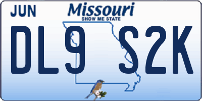 MO license plate DL9S2K