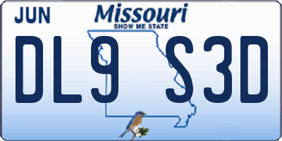 MO license plate DL9S3D