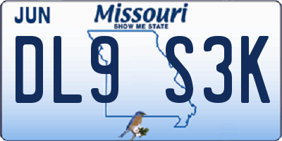 MO license plate DL9S3K