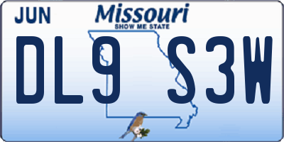 MO license plate DL9S3W