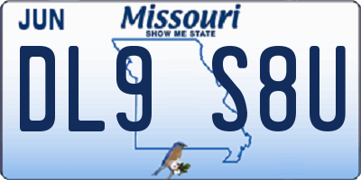 MO license plate DL9S8U