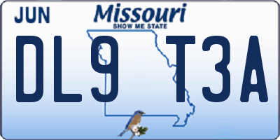 MO license plate DL9T3A